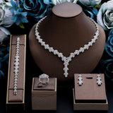 Awesome White Gold Plated 4 Piece Bridal AAA Cubic Zirconia Diamonds Jewellery Set for Ladies - Luxury Jewelry