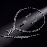 Luxury White AAA Zircon Diamonds 4-piece Earrings Necklace Set Brilliant Bridal Wedding Jewelry Set for Women