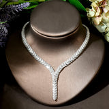 Brillant Dazzling AAA CZ Dimonds White Gold Plated Big Wedding Jewelry Set for Brides - Perfect Wedding Jewelry