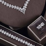 Awesome Flower Design AAA Cubic Zirconia Crystals Bridal Wedding Luxury 4pcs Jewellery Sets for Women