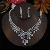 Super Shiny AAA Cubic Zirconia Diamonds Bridal  2pcs Big Wedding Party Jewellery Set for Women