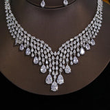 Super Shiny AAA Cubic Zirconia Diamonds Bridal  2pcs Big Wedding Party Jewellery Set for Women