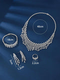 Dazzling 4pcs AAA Cubic Zirconia Diamonds Luxurious Necklace Earrings Bracelet Ring Bridal Jewelry Set For Women