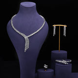 Chic and Elegant Luxury Bridal Jewelry Sets with AAA Cubic Zirconia Diamonds Necklace Earrings Bracelet and Ring