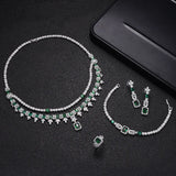 Marvelous 4pcs AAA Cubic Zirconia Diamonds Tassel Drop Big Chunky Wedding Bridal Necklace, Luxury Jewellery Sets