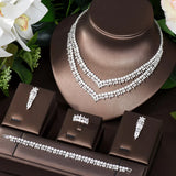 Gorgeous Water Drop CZ Diamonds 4PCS Bridal Wedding Jewelry Sets for Women - Ideal  for the Special Occasion