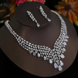 Super Shiny AAA Cubic Zirconia Diamonds Bridal  2pcs Big Wedding Party Jewellery Set for Women