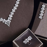 Awesome Flower Design AAA Cubic Zirconia Crystals Bridal Wedding Luxury 4pcs Jewellery Sets for Women