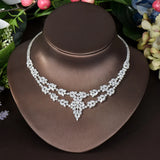 Gorgeous Leaf Flower Design Two Layers 4Pcs AAA Cubic Zirconia Diamonds Bridal Wedding Party Jewelry Sets