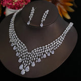 Super Shiny AAA Cubic Zirconia Diamonds Bridal  2pcs Big Wedding Party Jewellery Set for Women