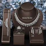 Luxury 4pcs Water Drop AAA Cubic Zirconia Diamonds Necklace Earrings Bride Wedding Jewellery Set for Women