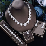 Popular 4 pieces of AAA Zircon Diamonds Jewellery Set in Bridal Sunflower Shape, Deluxe Wedding Necklace Set