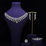 Exquisite AAA Cubic Zirconia Diamonds Necklace Gorgeous Earring Set Shiny Jewellery Women's Bridal Wedding Set