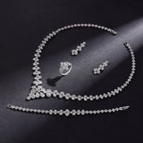 Awesome Flower Design AAA Cubic Zirconia Crystals Bridal Wedding New Design 4 Piece Jewellery Set