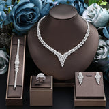 Gorgeous 4pcs Bridal AAA Cubic Zirconia Diamonds Luxury Full Jewellery Sets For Women- Party, Wedding Jewellery